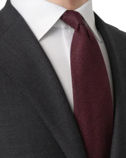 Tilbehør<Eton Solid Wool Flannel Tie Slips Mørkerød