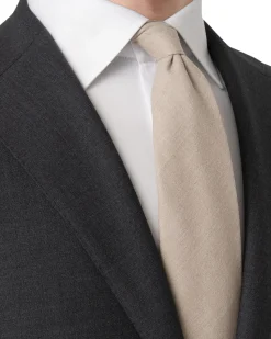 Tilbehør<Eton Solid Wool Flannel Tie Slips Beige