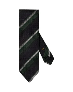 Tilbehør<Eton Striped Grenadine Silk Tie Slips Blå Og Grønn