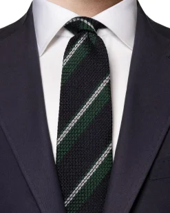 Tilbehør<Eton Striped Grenadine Silk Tie Slips Blå Og Grønn