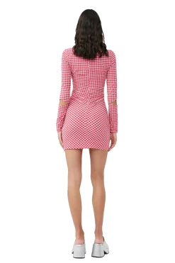 Kjole<Ganni Stretch Seersucker Cutout Mini Dress Kjole Rød