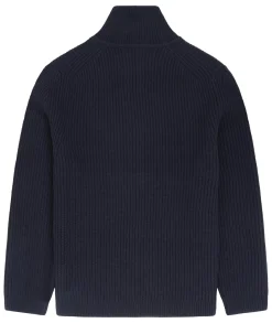 Genser<Garment Project Half Zip Wool Knit Genser Navy