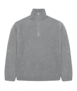 Genser<Garment Project Half Zip Wool Knit Genser Lys Grå Melert