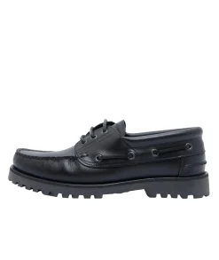 Sko<Garment Project Ollie Boat Shoe Black Leather Sko Sort