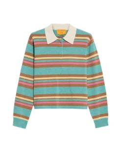 Genser<Guest In Residence Cropped Stripe Rugby Genser Turkis Mønster Glacier Combo