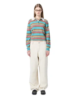 Genser<Guest In Residence Cropped Stripe Rugby Genser Turkis Mønster Glacier Combo