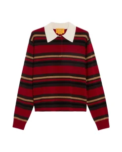 Genser<Guest In Residence Cropped Stripe Rugby Genser Rødt Mønster Rugby Combo