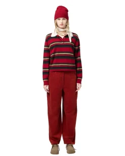 Genser<Guest In Residence Cropped Stripe Rugby Genser Rødt Mønster Rugby Combo