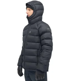 Jakke<Haglöfs Rosson Down Hood Men Jakke Sort True Black