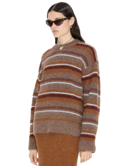 Genser<Holzweiler Fluffy Stripe Crew Genser Lysebrun