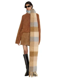 Tilbehør<Holzweiler Fresia Blue Check Skjerf Blå Mønstret