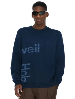 Genser<Holzweiler Haza Logo Crew Genser Mørk Blå Melert