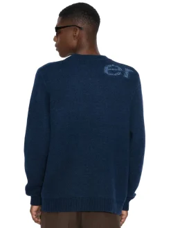 Genser<Holzweiler Haza Logo Crew Genser Mørk Blå Melert