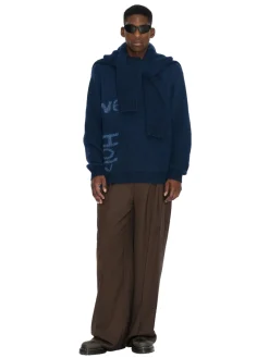 Genser<Holzweiler Haza Logo Crew Genser Mørk Blå Melert