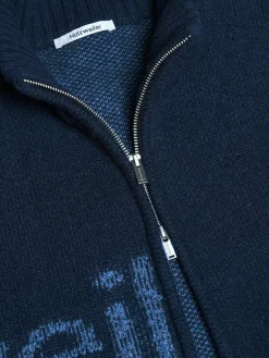 Genser<Holzweiler Haza Logo Zip Cardigan Genser Mørk Blå Melert