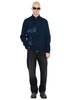 Genser<Holzweiler Haza Logo Zip Cardigan Genser Mørk Blå Melert