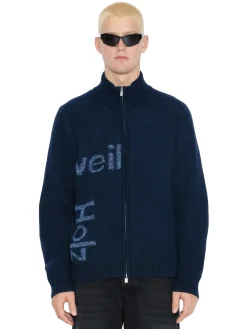 Genser<Holzweiler Haza Logo Zip Cardigan Genser Mørk Blå Melert