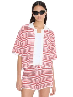 T-Shirt<Holzweiler Kelp Striped Shirt T-shirt Hvit Og Rød