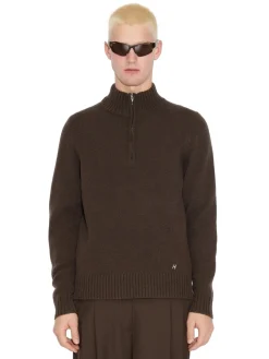 Genser<Holzweiler M. Wool Half Zip Genser Brun