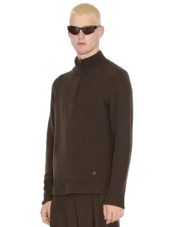 Genser<Holzweiler M. Wool Half Zip Genser Brun