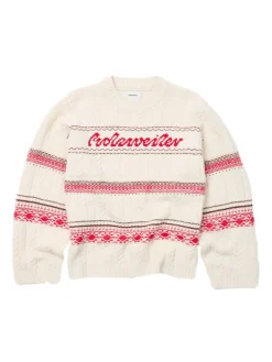 Genser<Holzweiler W. Logo Crew Genser Beige Og Rød