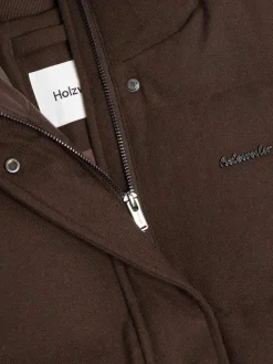 Jakke<Holzweiler W Tech Wool Down Coat Jakke Mørkebrun