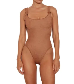 Badetøy<Hunza G Domino Swim Crinkle Badedrakt Brun