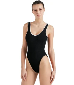 Badetøy<Hunza G Faye Contrast Swim Crinkle Badedrakt Sort Og Hvit