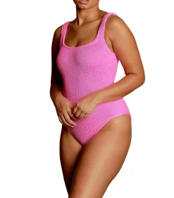 Badetøy<Hunza G Square neck swim crinkle Badedrakt Rosa