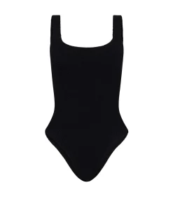 Badetøy<Hunza G Square Neck Swim Crinkle Badedrakt Sort