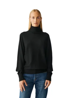 Genser<Julie Josephine Light Merino Classic Polo Genser Sort