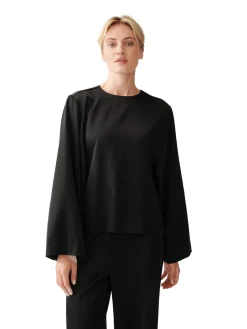 Skjorter<Julie Josephine Satin Bell Sleeve Blouse Skjorte Sort