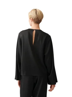 Skjorter<Julie Josephine Satin Bell Sleeve Blouse Skjorte Sort