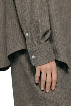 Skjorter<Julie Josephine Sophie Wool Blend Shirt Skjorte Gråbrun