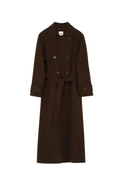 Jakke<Julie Josephine Thale Wool Trenchcoat Jakke Mørkebrun