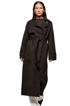 Jakke<Julie Josephine Thale Wool Trenchcoat Jakke Mørkebrun