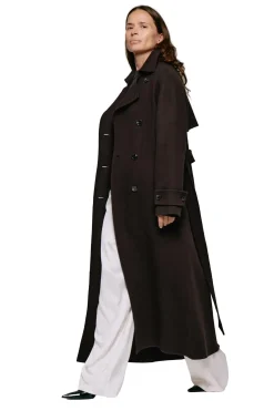 Jakke<Julie Josephine Thale Wool Trenchcoat Jakke Mørkebrun
