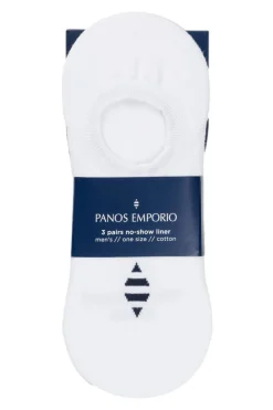 Tilbehør<Panos Emporio Hans Erik Cotton No Show Liner 3pk Sokker Hvit