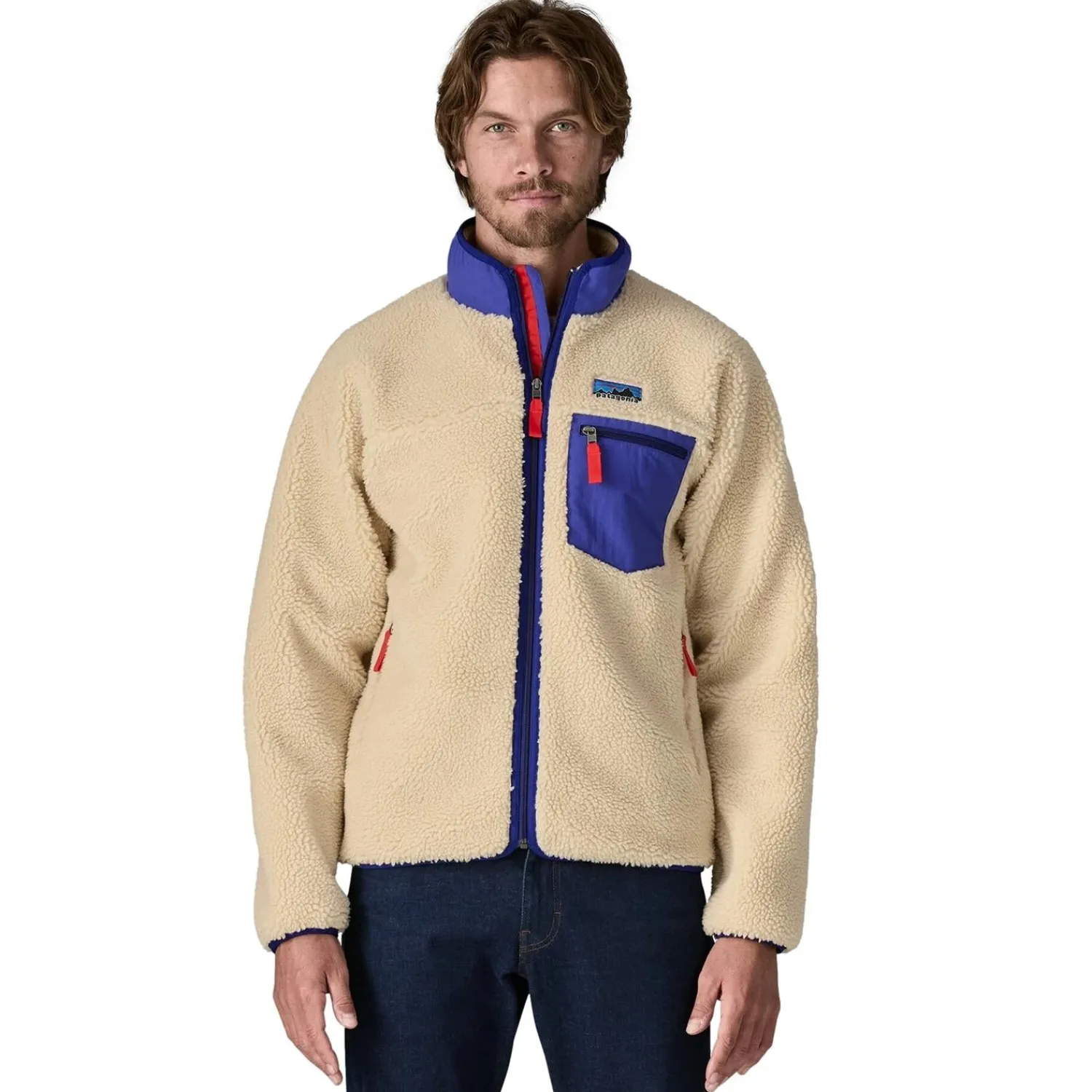 Jakke<Patagonia M Classic Retro-X Jkt Jakke Beige Og Blå