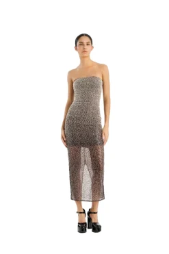 Kjole<ROTATE Beaded Midi Tube Dress Kjole Brun