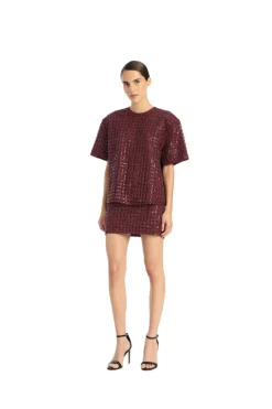 Skjørt<ROTATE Beaded Mini Skirt Skjørt Vinrød