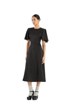 Kjole<ROTATE Chiffon Midi Dress Kjole Sort
