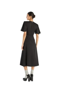 Kjole<ROTATE Chiffon Midi Dress Kjole Sort
