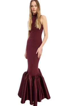 Kjole<ROTATE Fitted Maxi Dress Kjole Burgunder