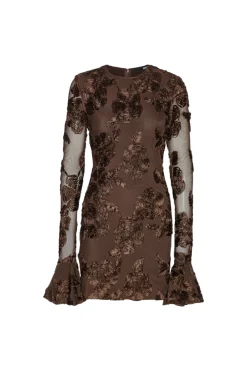 Kjole<ROTATE Flower Mesh Mini Dress Kjole Brun
