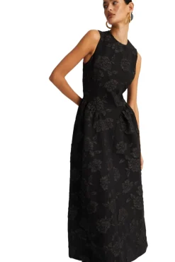 Kjole<ROTATE Jaquard Midi Dress Kjole Sort