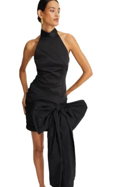 Kjole<ROTATE Satin Bow Dress Kjole Sort