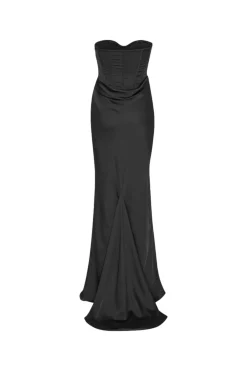 Kjole<ROTATE Satin Corset Maxi Dress Kjole Sort