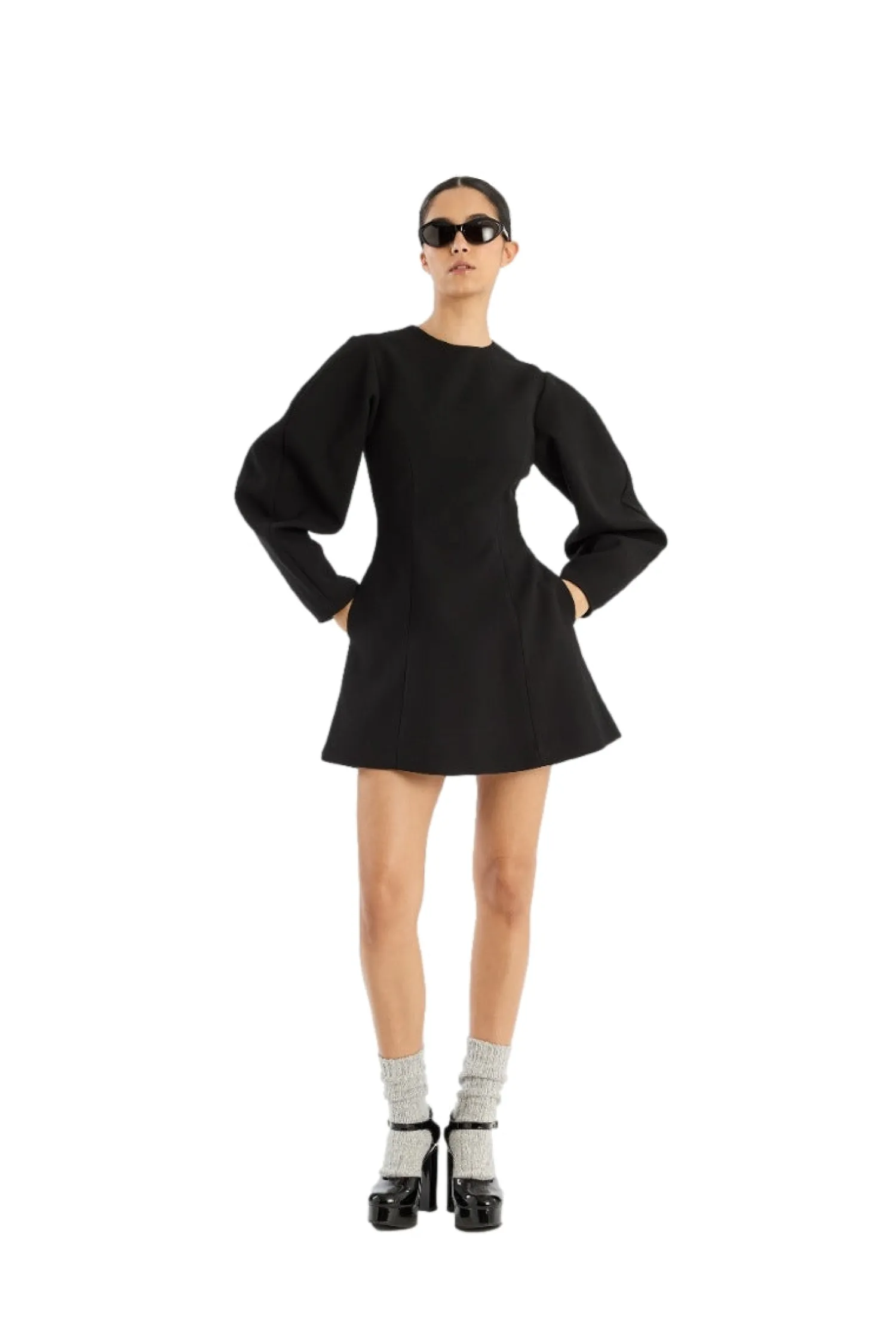 Kjole<ROTATE Suiting Flared Mini Dress Kjole Sort