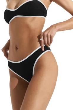 Badetøy<Seaquelle Ribbed Bikini Bottom Badetøy Sort Og Hvit